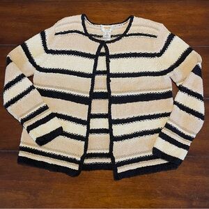 Talbots Striped Black and Tan Women's Cardigan